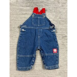 Baby Gap Overalls Unisex 6-12M Blue Big Snow Vintage Denim Rainbow Lined Snaps